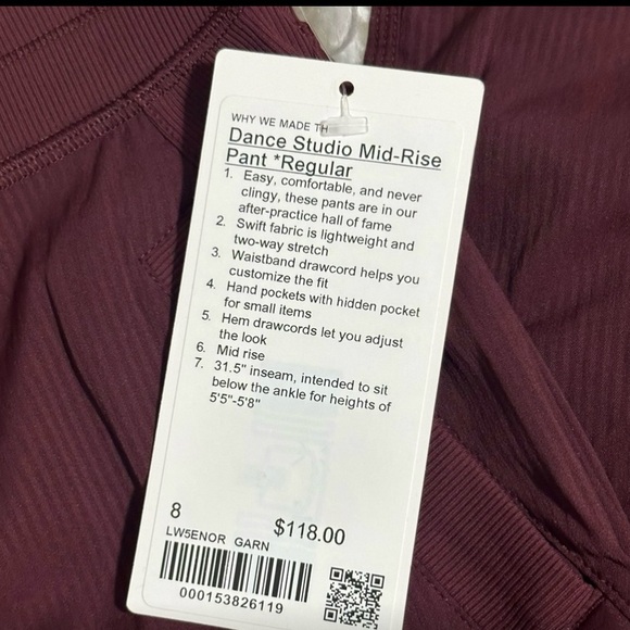 NWT Lululemon Dance Studio Mid-Rise Pant *Regular - Picture 3 of 6